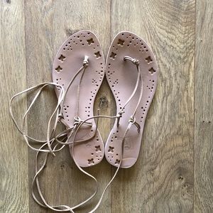 Report Leather Lace Up Tie Sandals